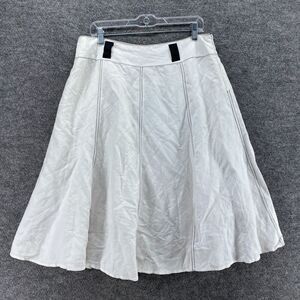 New Sherry Taylor Skirt Women XL White A-Line Midi Zipper Lined Rayon Mid Rise